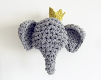 Little Elephant Head with Crown, Wall decor