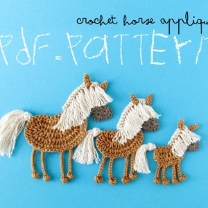 Écusson cheval motif crochet 3 tailles, tutoriel queue cheval Haflinger avec pompons, applique avec grille crochet et photos image 7