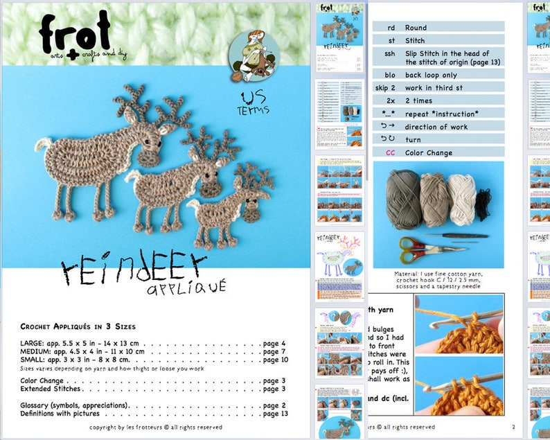 Modèle de crochet de patch de renne caribou de cerf sauvage image 2