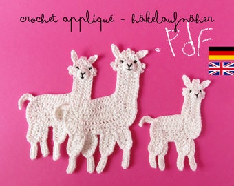 Haakpatroon voor een alpaca-familiepatch (3 maten)