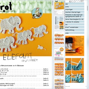 Elephant Appliqué Crochet Pattern, 4 sizes with little mouse tutorial image 5