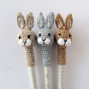 Rabbit Pencil Topper, cute handmade Bunny Cap with recycle paper pen, small gift for animal lovers