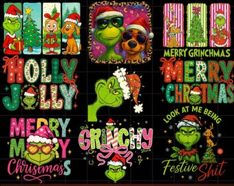 Grinch Weihnachten PNG Bündel | 13 PNG-Designs | Frohe Grinchmas Clipart | Sublimationsgrafiken | Grinch Lustige Zitate | PNG | Sofort Download