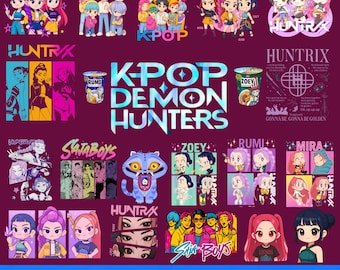 21 Huntrix Kpop Demon Hunters PNG, Kpop Idol Group Shirt design, Girl Dinner Png, Saja Girls Bands Png, Saja Boys Kpop Fan Art,Sublimation