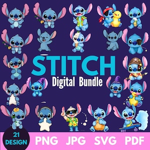 21 Digital Download Stitch Png,Svg,Pdf,Jpg Bundle, Commercial Use, T Shirt Designs, Stitch Png, Instant Download, High Resolution