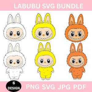 Postacie z potwora Labubu w formacie SVG PNG: projekt koszulki, sublimacja (pobieranie cyfrowe)