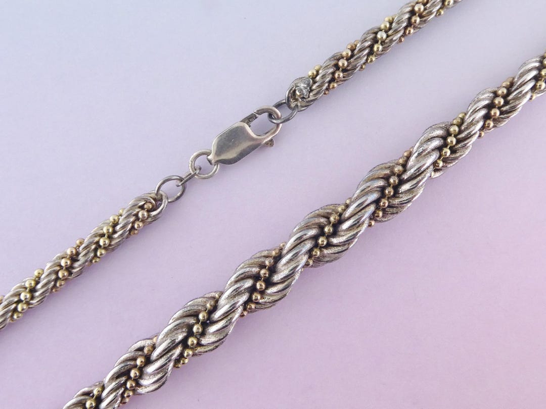 Graduated Rope Chain Vintage Sterling Silver Graduated Rope Chain Statement Necklace | 28.9 ...
