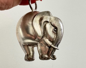 Vintage 925 Sterling Silver Puffed Elephant Baby Rattle | 18.9 grams