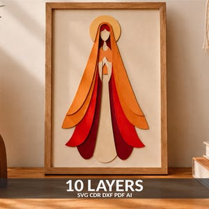Jungfru Maria Mandala SVG: Pappersklippta laserskurna filer för Cricut, Glowforge (digital nedladdning)
