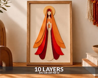 Virgin Mary Mandala SVG: Papercut Laser Cut Files for Cricut, Glowforge (Digital Download)