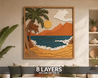 3D Layered Beach Mandala SVG: Laser Cut Files for CNC