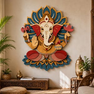 Ganesha Mandala Paper Cut File: 3D Layered Wall Art (SVG, DXF, PDF) image 3