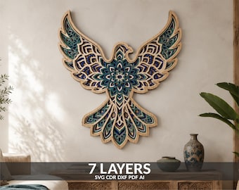 Dove Multilayer SVG Pigeon Laser Cut Paper Cut File CNC 3D Mandala Plywood Cutting Layer construction Bird Wall Art Decor