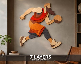 Basketball player multilayer SVG Laser cut file, Layered wall decor. Plywood cutting Sport CNC Mandala plywood Cricut Glowforge