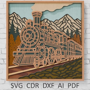 Steam Train Mandala 3D SVG Laser Cut File: Retro Locomotive Panel (Digital Download)