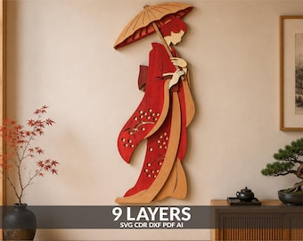 Multilayer Geisha SVG: 3D Mandala Paper Cut Files