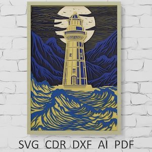 3D Lighthouse Mandala SVG: Laser Cut Layered Design (Digital Files)