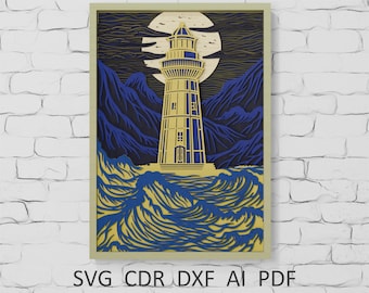 3D Lighthouse Mandala SVG: Laser Cut Layered Design (Digital Files)