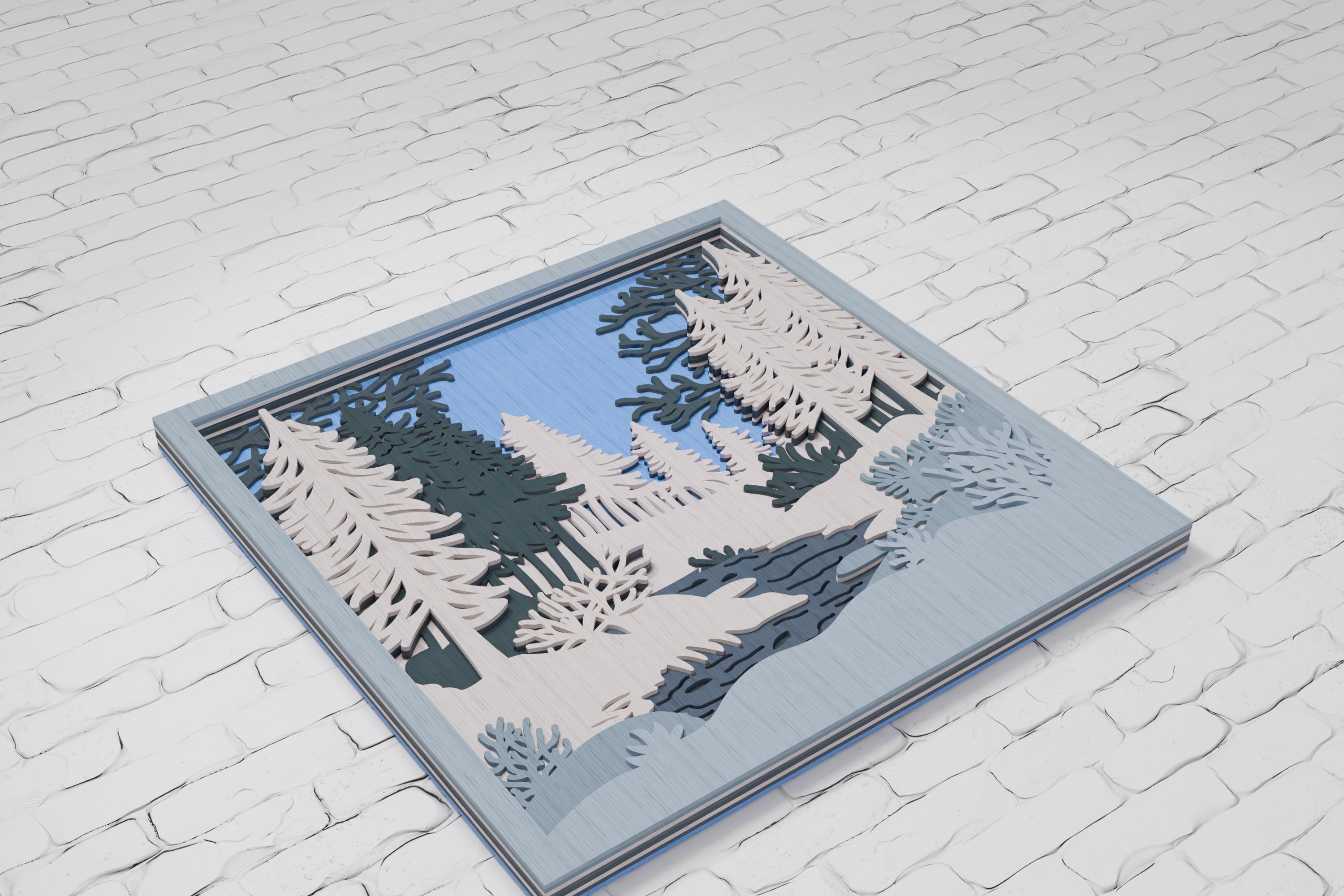 レーザーカット冬の森の風景：シャドウボックスSVG DXF PDF - Etsy 日本