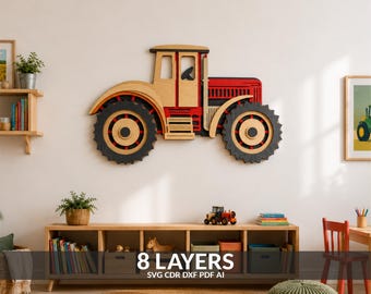 Tractor SVG Files: Multilayer Paper Laser Cut DXF (Digital Download)