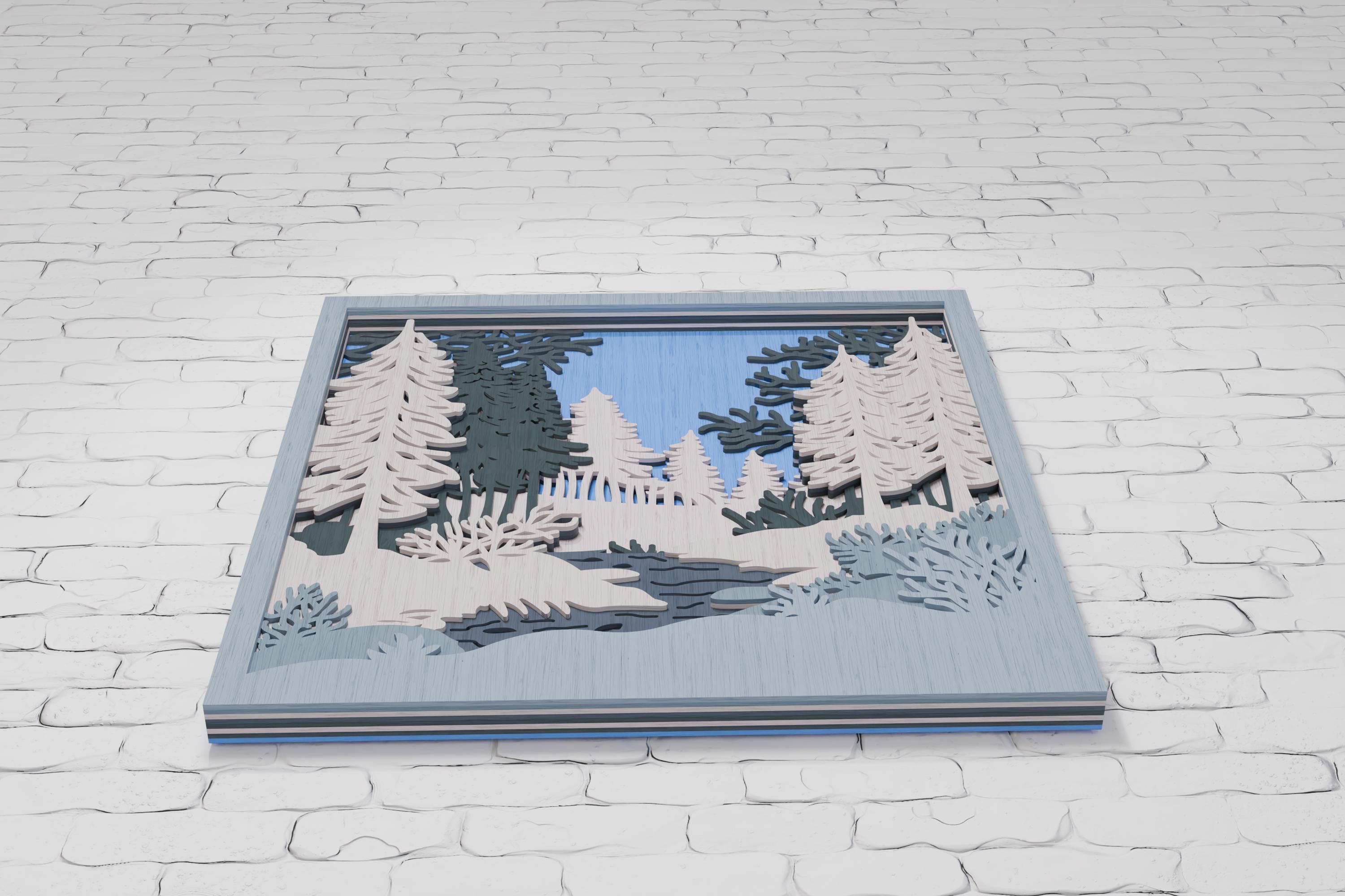 レーザーカット冬の森の風景：シャドウボックスSVG DXF PDF - Etsy 日本