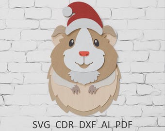 3D Christmas Layered Hamster SVG: Laser Cut Pet Art (Digital Download)