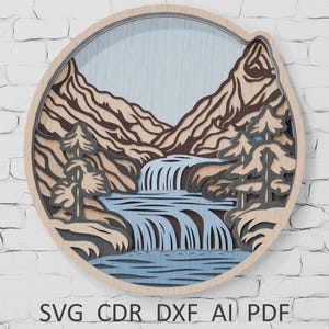 Waterfall Mandala SVG: 3D Layered Laser Cut File (Digital Download