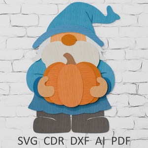 Halloween Gnome with Pumpkin Multilayer SVG laser cut Glowforge File, Layered 3d Card stock cutting file, Cricut File Home Decor Plywood cut