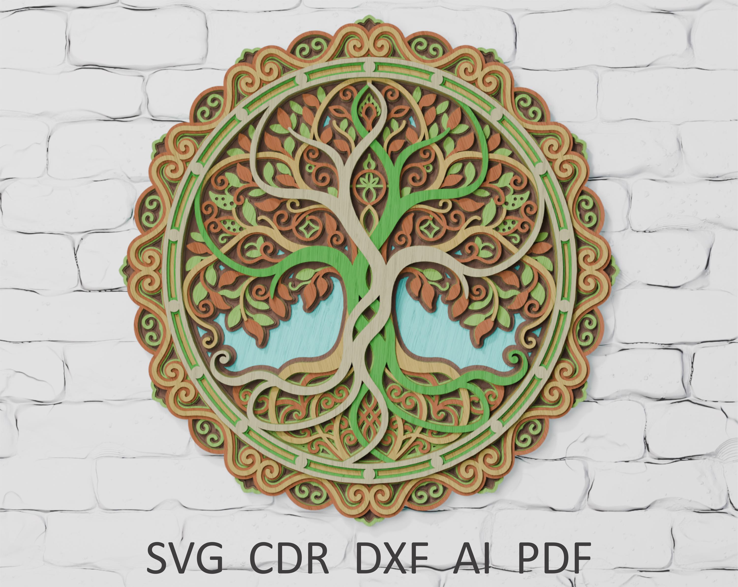 Tree of Life Mandala SVG, Multilayer Laser Cut File, Shadow Box Design ...