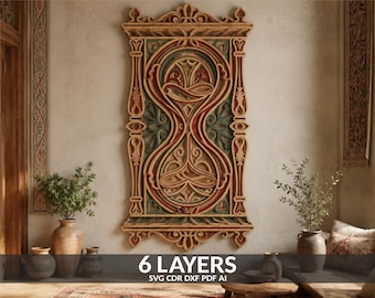 3D Hourglass Mandala multilayer SVG Laser cut file Layer construction Plywood cutting CNC plywood Wall Art Decor Vector  Design