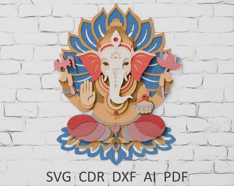 Ganesha Mandala Paper Cut File: 3D Layered Wall Art (SVG, DXF, PDF) image 4