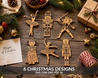 Nutcracker Ornaments SVG Laser Cut Files Bundle (Digital Download)