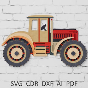Tractor SVG Files: Multilayer Paper Laser Cut DXF (Digital Download)