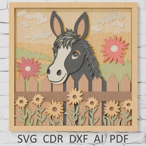 3D Donkey SVG: Layered Farm Animal Papercraft (Digital Download)