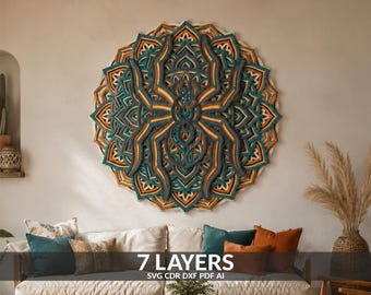 Spider Mandala SVG Laser Cut File: Gothic Wall Art Decor (Digital Download)