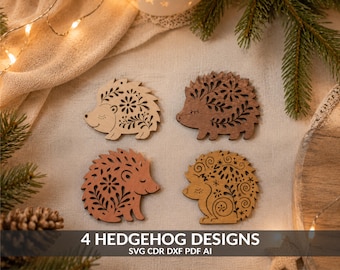 Christmas Hedgehog Ornament SVG Laser Cut Files, DIY Template (Digital Download)