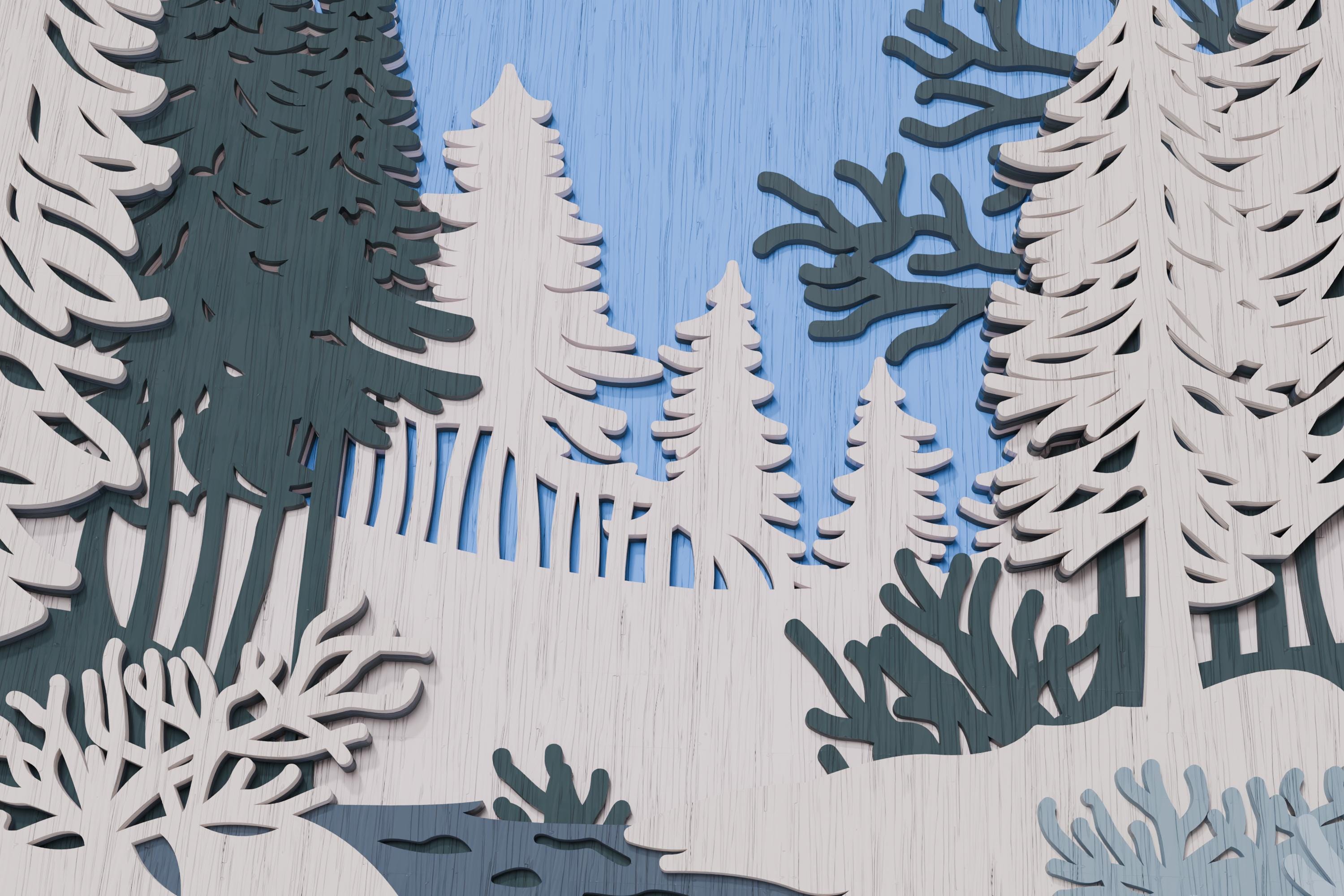 レーザーカット冬の森の風景：シャドウボックスSVG DXF PDF - Etsy 日本