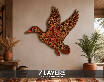 Layered Duck Mandala SVG, Laser Cut Files, Cricut, Glowforge (svg, dxf, pdf, ai)