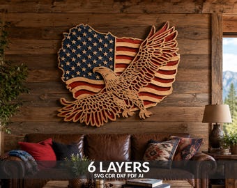 Patriotic Eagle SVG: American Flag Laser Cut Files (Digital Download)