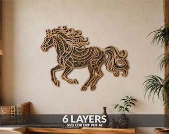 Running Horse Multilayer Mandala SVG Laser Cut File (Laser, CNC)