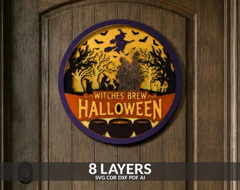 Multilayer Halloween Witches Brew SVG, Spooky Cauldron Laser Cut File (Digital Download)