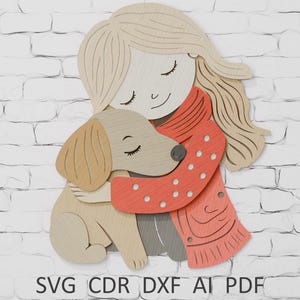 Girl and Dog Mandala SVG: Laser Cut Multilayer Files (Digital Download