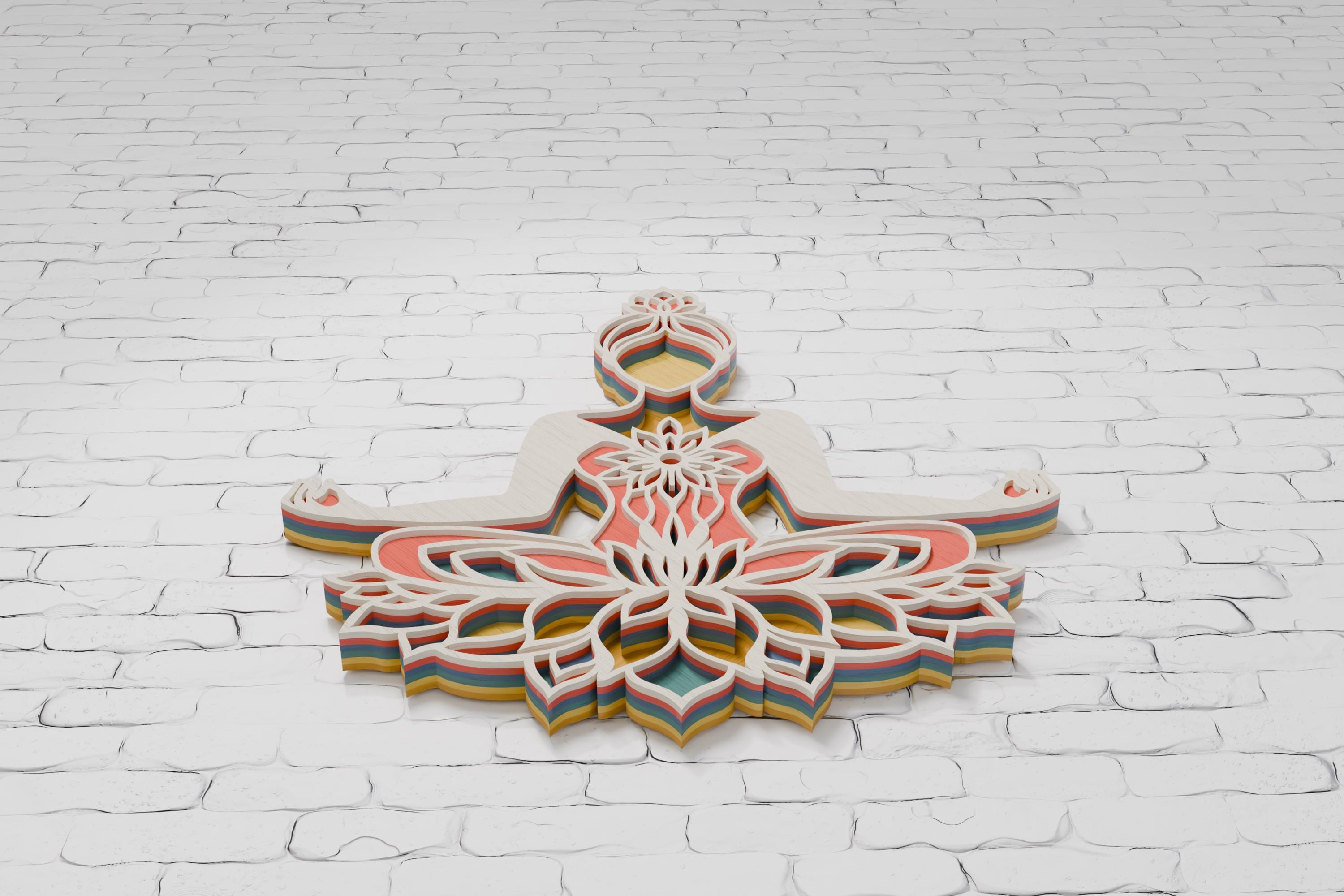 3D Mandala Lotus Yoga SVG: Layered Laser Cut Wall Art (digital File) - Etsy
