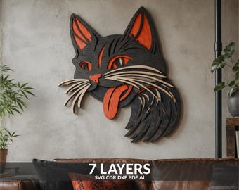 Cat Tongue Out Mandala SVG: Laser Cut Layered Files (Digital Download)