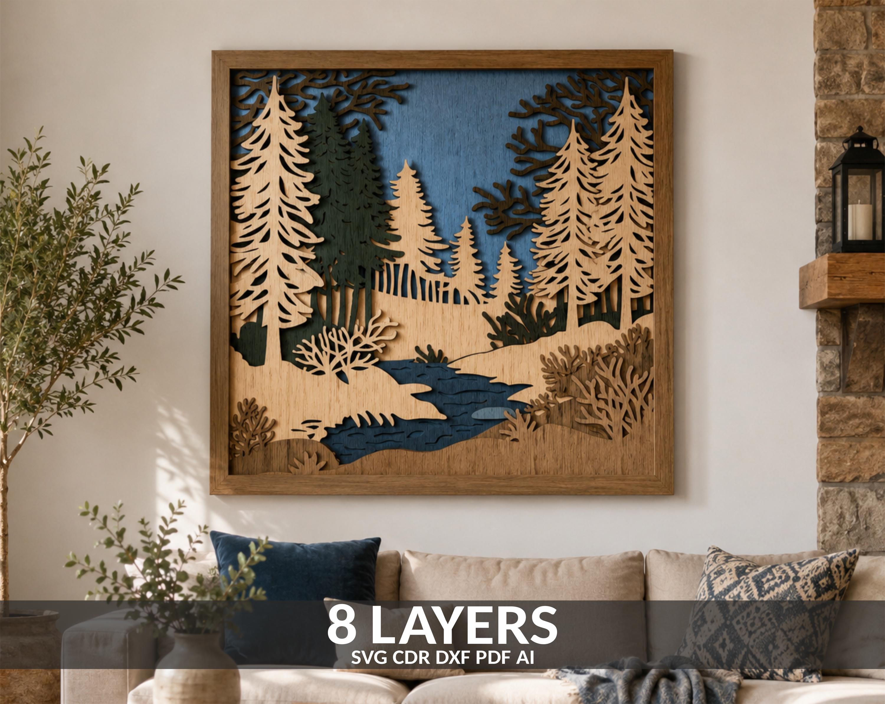レーザーカット冬の森の風景：シャドウボックスSVG DXF PDF - Etsy 日本