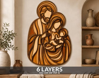 3D Nativity Scene SVG Laser Cut File, Layered Christmas Design (Digital Download)
