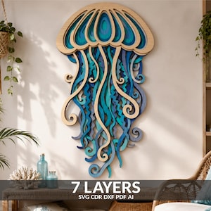 Jellyfish Laser Cut File: Multilayer 3D Mandala SVG (Digital Download)