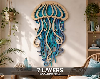 Jellyfish Laser Cut File: Multilayer 3D Mandala SVG (Digital Download)