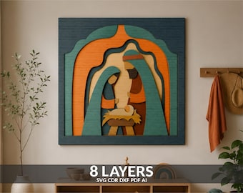 Christmas Nativity Scene 3D Shadow Box SVG Laser Cut Template (Digital File)