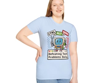 Retro Computer Mascot T-Shirt: Vintage IT Tech Graphic Tee